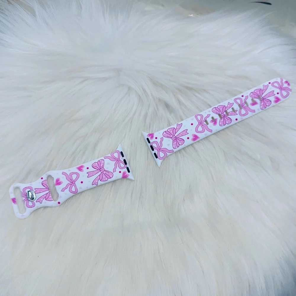 New Pink Bows Design Watch Band For Apple Watch 42mm / 44mm / 45mm / 49mm